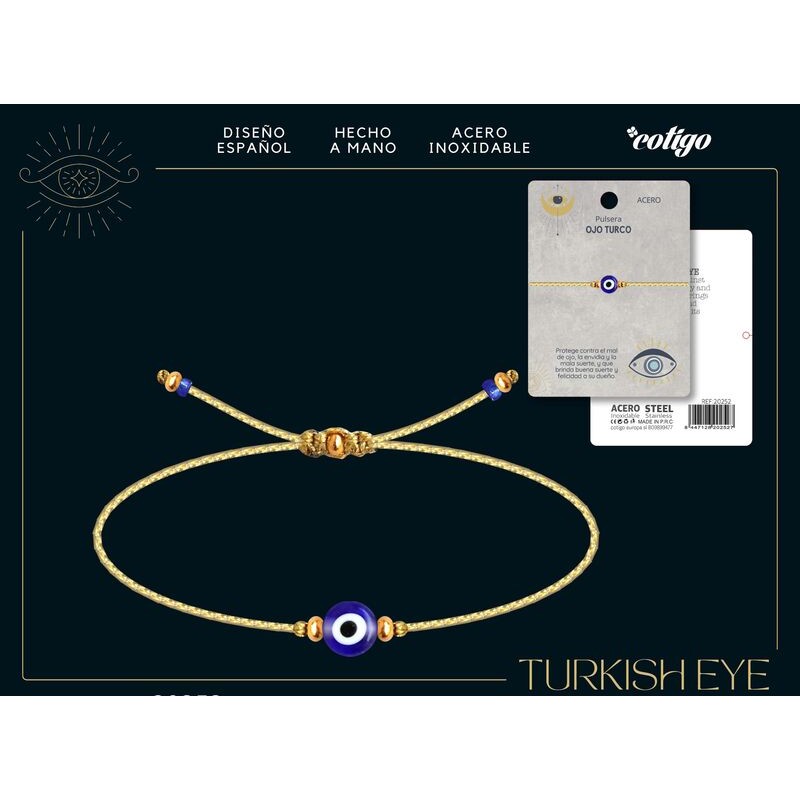 Pulsera Ojo Turco Acero - Coleccion Cordon Dorado